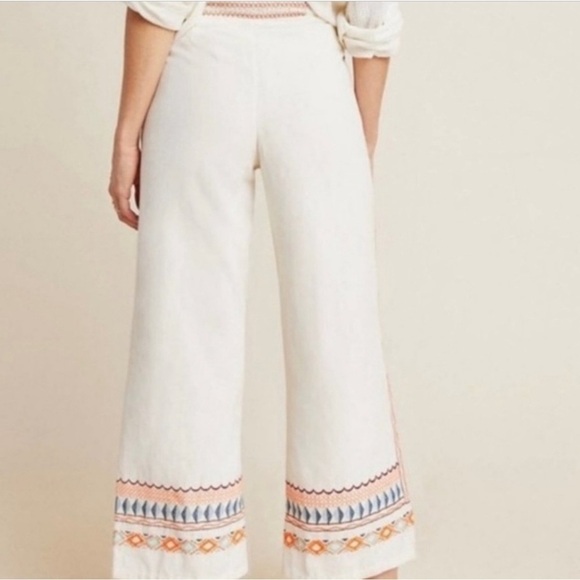 Anthropologie Islander Embroidered Straight Leg Crop Pants - Picture 3 of 12